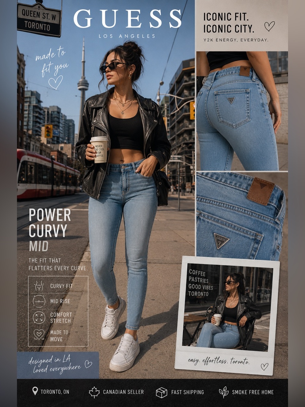 GUESS | Power Curvy Mid Rise Skinny Jeans | Size 29 | Light Wash